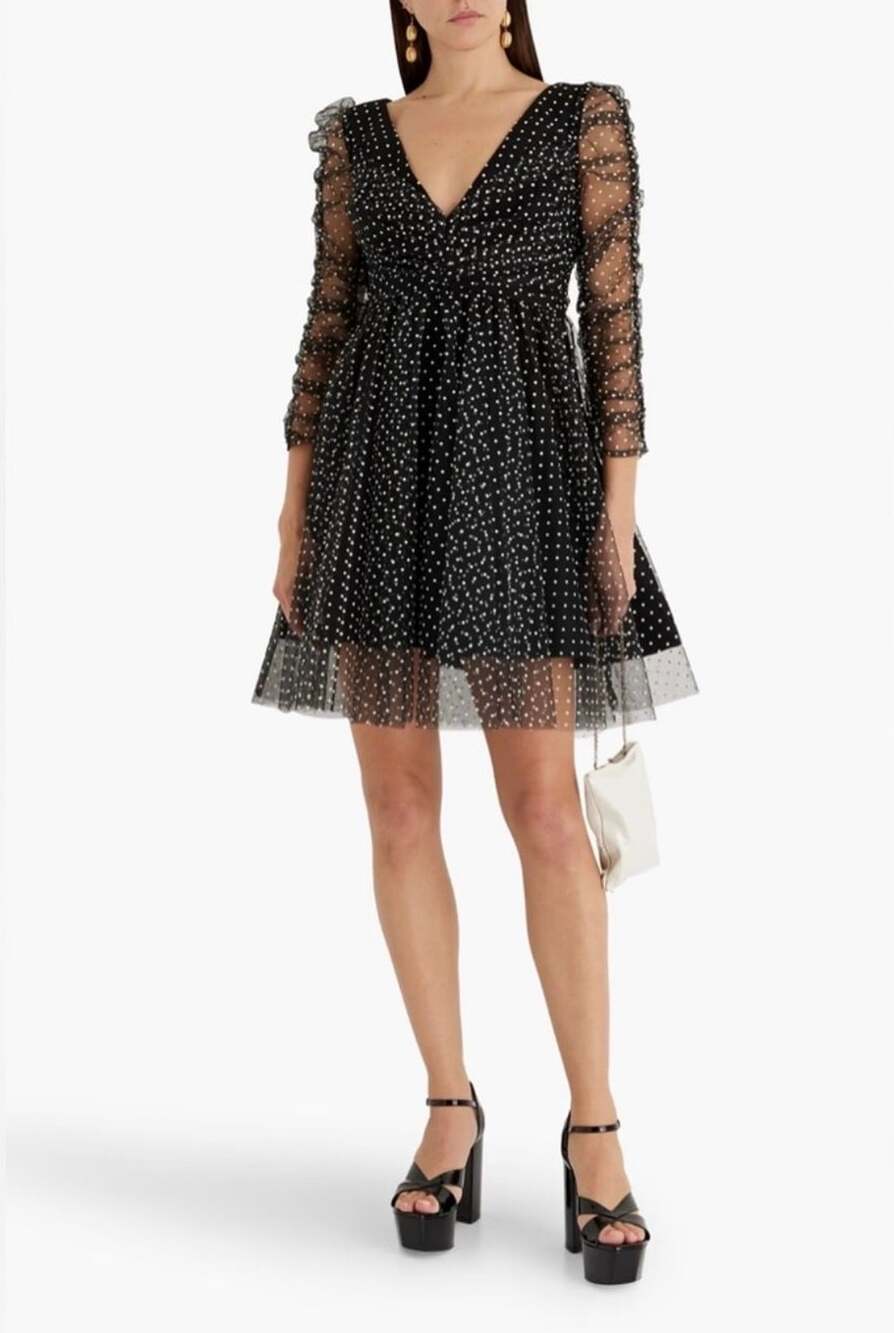 Zimmermann Tulle Mini Dress Size 3 Black Polka Dot